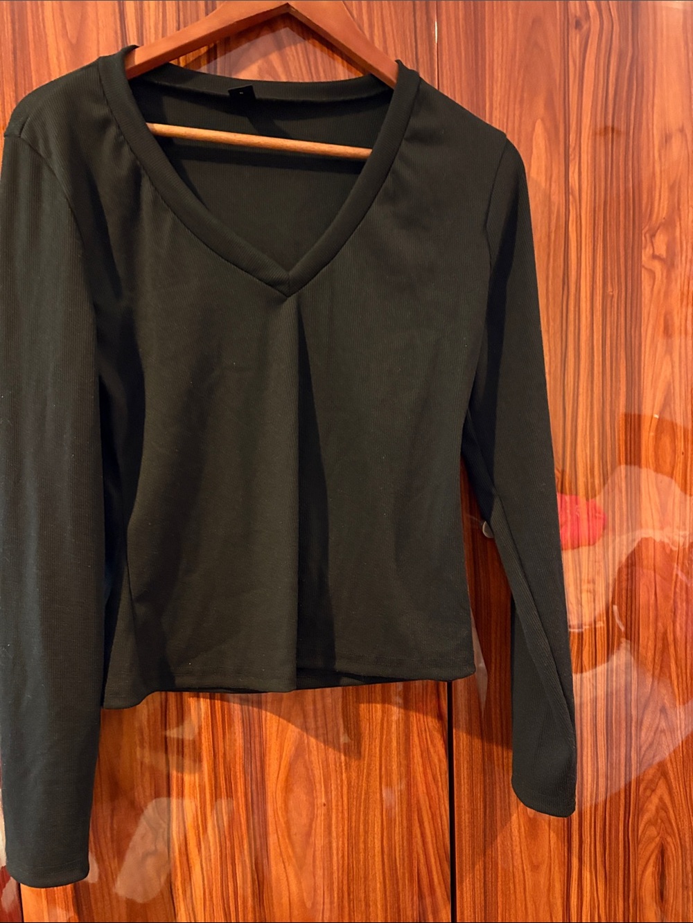 SHEIN Black V-Neck Long Sleeve Top new never used